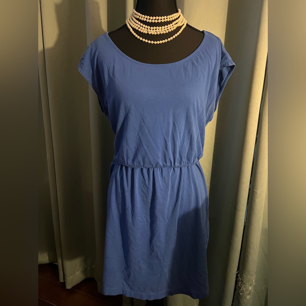 LOFT Royal Blue Knit Scoop Neck Knee Length Dress M